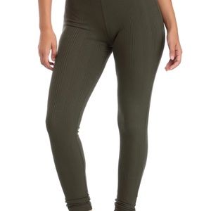 Green Ribbed Leggings